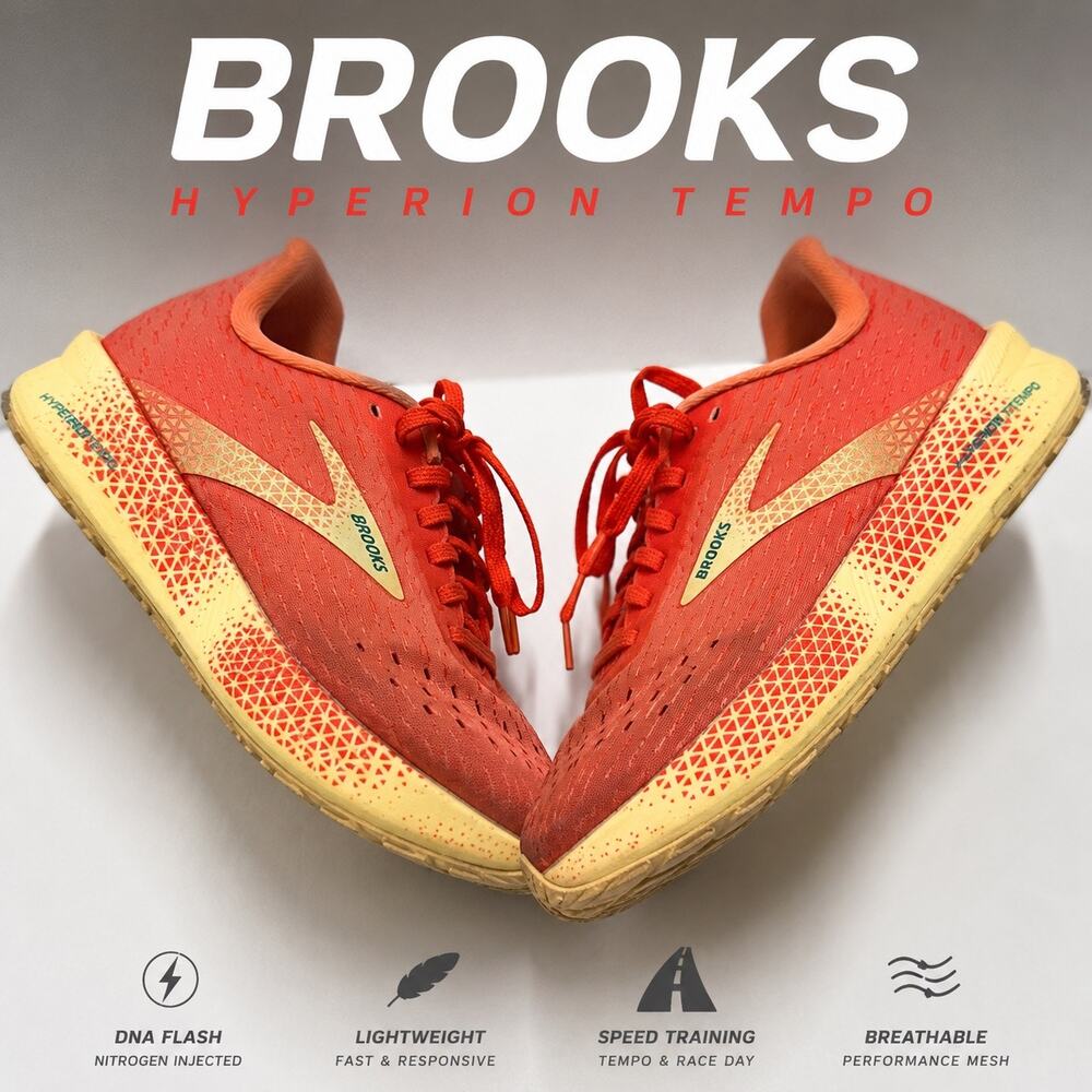 Brooks Hyperion Tempo Running Shoes Coral Orange DNA Flash Womens 6.5 B